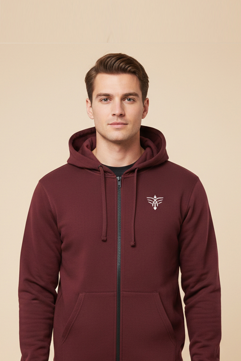 Ploceia Maroon color hoodie - Hero section 1