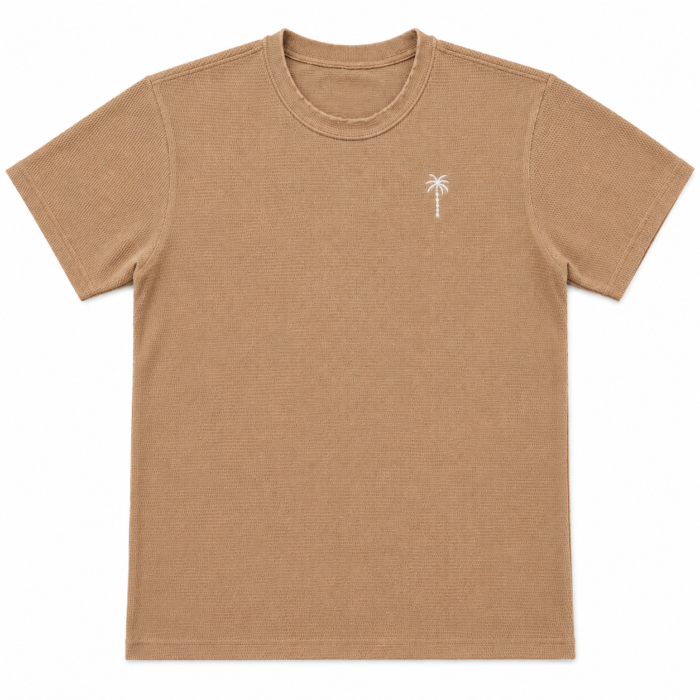 Cream Waffle T Shirt for Men – Premium Desert Sand Beige Tee | Ploceia Coastline - Image 2