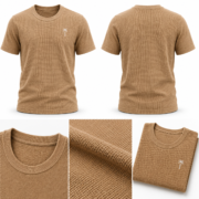 Cream Waffle T Shirt for Men – Premium Desert Sand Beige Tee | Ploceia Coastline - Image 10