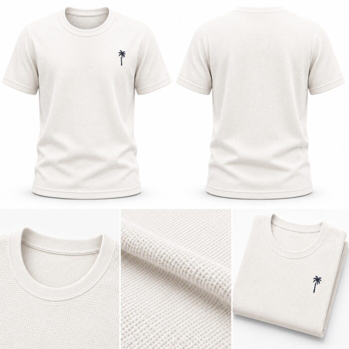 White Waffle T Shirt for Men – Premium Arctic White Textured Tee | Ploceia Coastline - Image 7