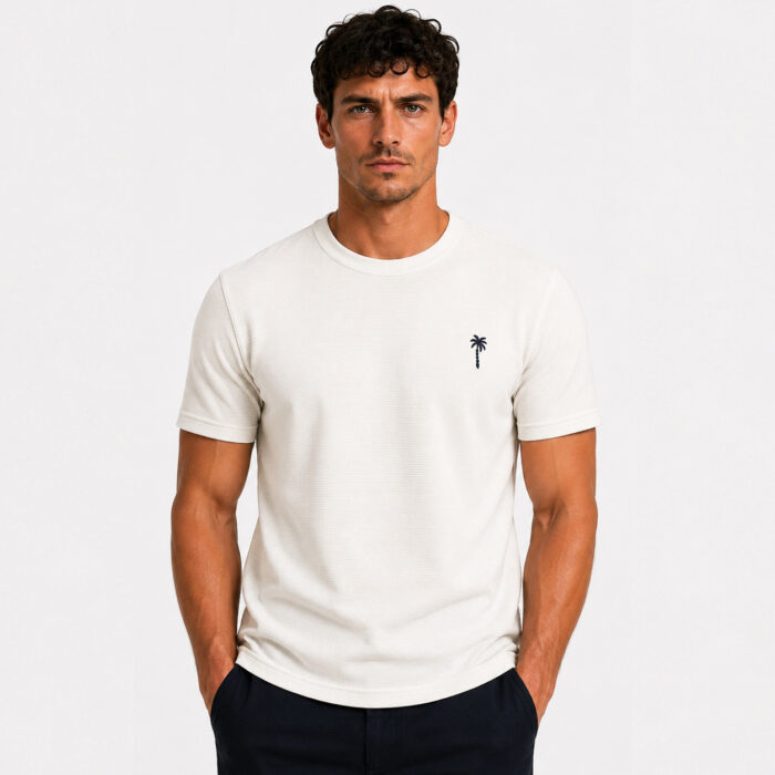 White Waffle T Shirt for Men – Premium Arctic White Textured Tee | Ploceia Coastline - Image 8