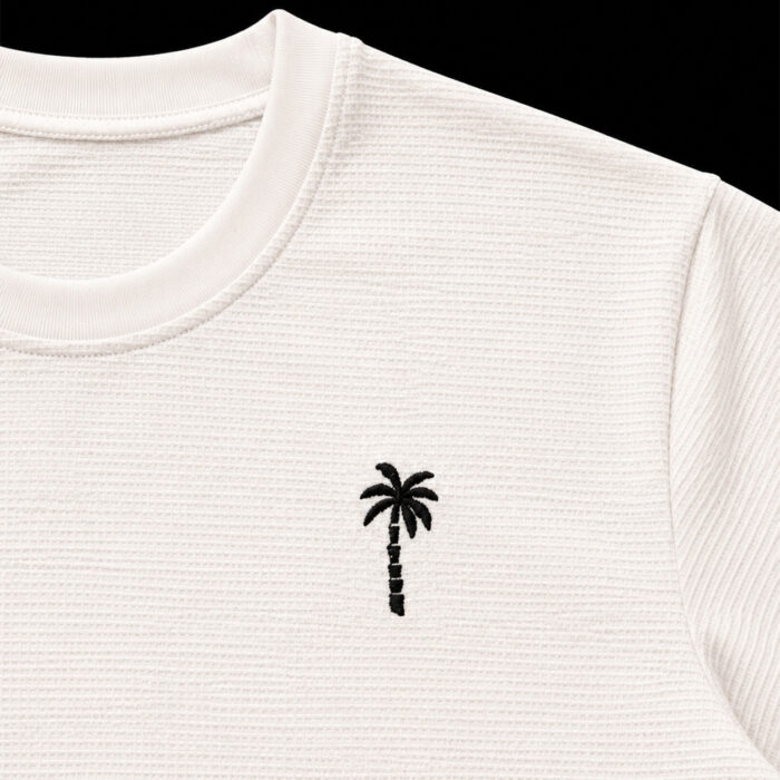 White Waffle T Shirt for Men – Premium Arctic White Textured Tee | Ploceia Coastline - Image 4