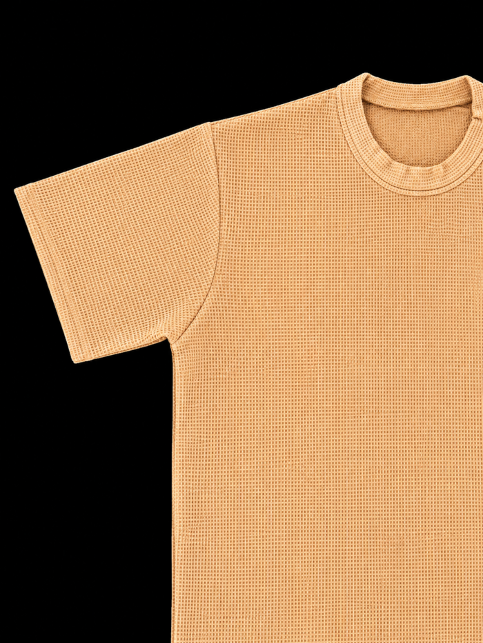 Cream Waffle T Shirt for Men – Premium Desert Sand Beige Tee | Ploceia Coastline - Image 4