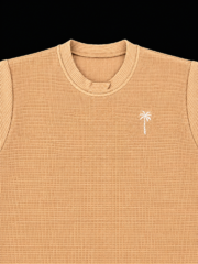 Cream Waffle T Shirt for Men – Premium Desert Sand Beige Tee | Ploceia Coastline - Image 3