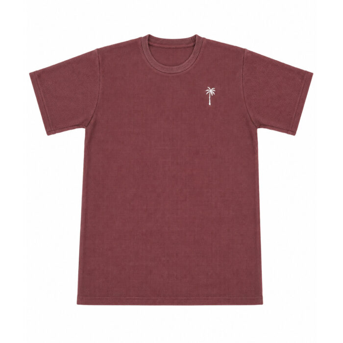 Waffle T Shirt for Men – Premium Dusty Plum Textured Tee | Ploceia Coastline - Image 2