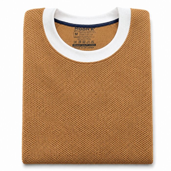 Mustard Brown T Shirt – Premium Brown Textured T-Shirt for Men | Ploceia Moonk - Image 4