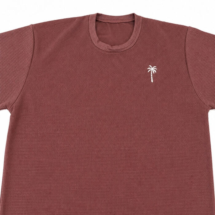 Waffle T Shirt for Men – Premium Dusty Plum Textured Tee | Ploceia Coastline - Image 3
