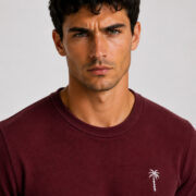 Maroon Waffle T Shirt for Men – Premium Crimson Burgundy Tee | Ploceia Coastline - Image 5