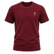 Maroon Waffle T Shirt for Men – Premium Crimson Burgundy Tee | Ploceia Coastline