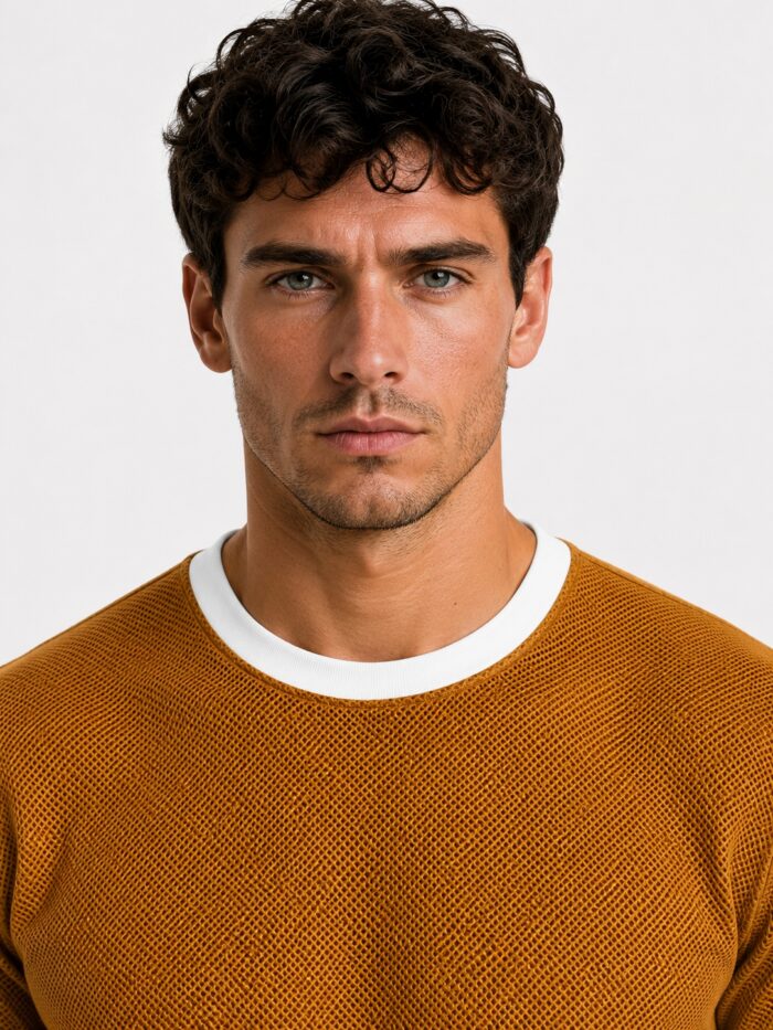 Mustard Brown T Shirt – Premium Brown Textured T-Shirt for Men | Ploceia Moonk - Image 8