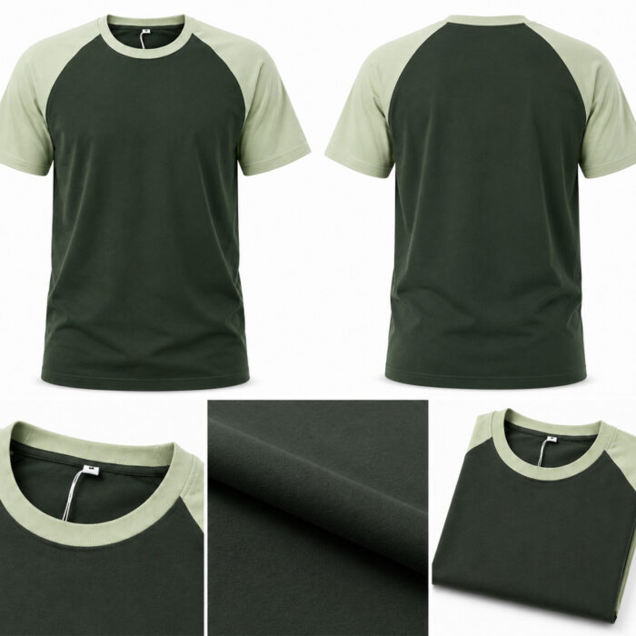 Green Raglan T Shirt for Men – Premium Sage & Forest Green Tee | Ploceia Wolf - Image 3