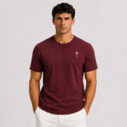 Maroon Waffle T Shirt for Men – Premium Crimson Burgundy Tee | Ploceia Coastline - Image 3