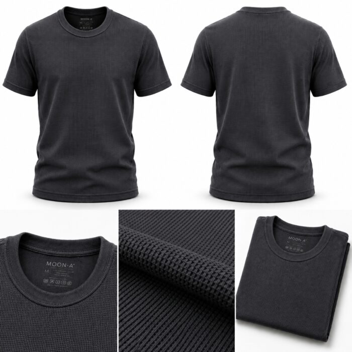 Popcorn T Shirt for Men – Premium Textured Dark Ash T-Shirt | Ploceia Moonk - Image 4