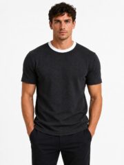 Popcorn T Shirt for Men – Premium Textured Dark Ash T-Shirt | Ploceia Moonk - Image 7
