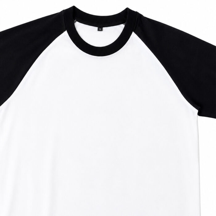 Black and White Raglan T Shirt for Men – Premium Two Tone Tee | Ploceia Wolf - Image 4