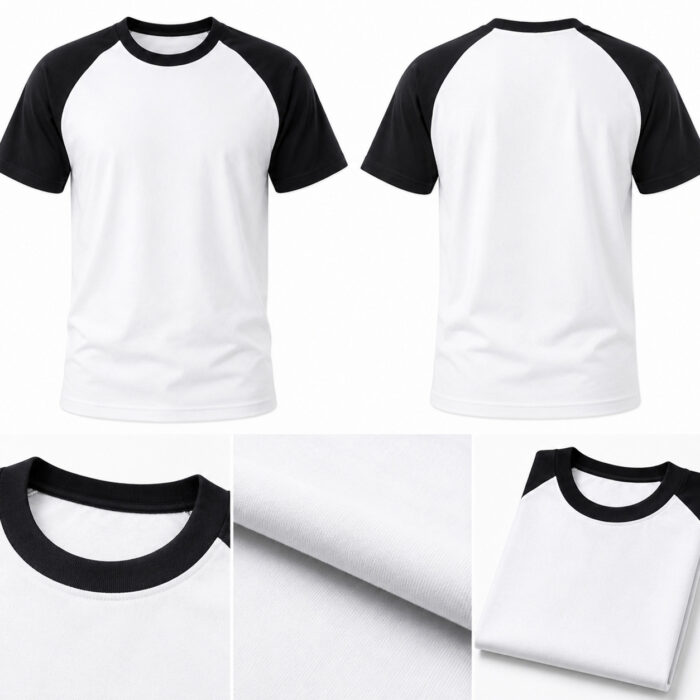 Black and White Raglan T Shirt for Men – Premium Two Tone Tee | Ploceia Wolf - Image 5