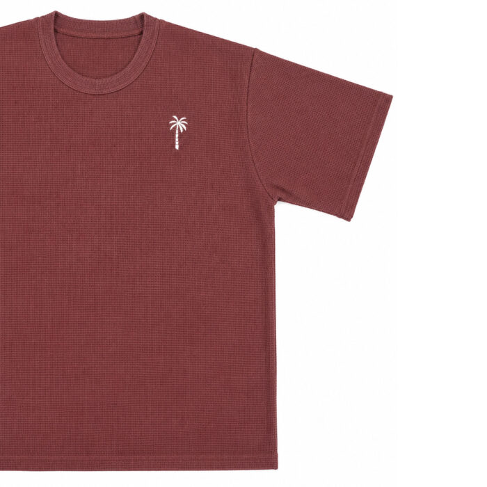 Waffle T Shirt for Men – Premium Dusty Plum Textured Tee | Ploceia Coastline - Image 5