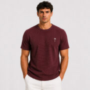 Waffle T Shirt for Men – Premium Dusty Plum Textured Tee | Ploceia Coastline - Image 8